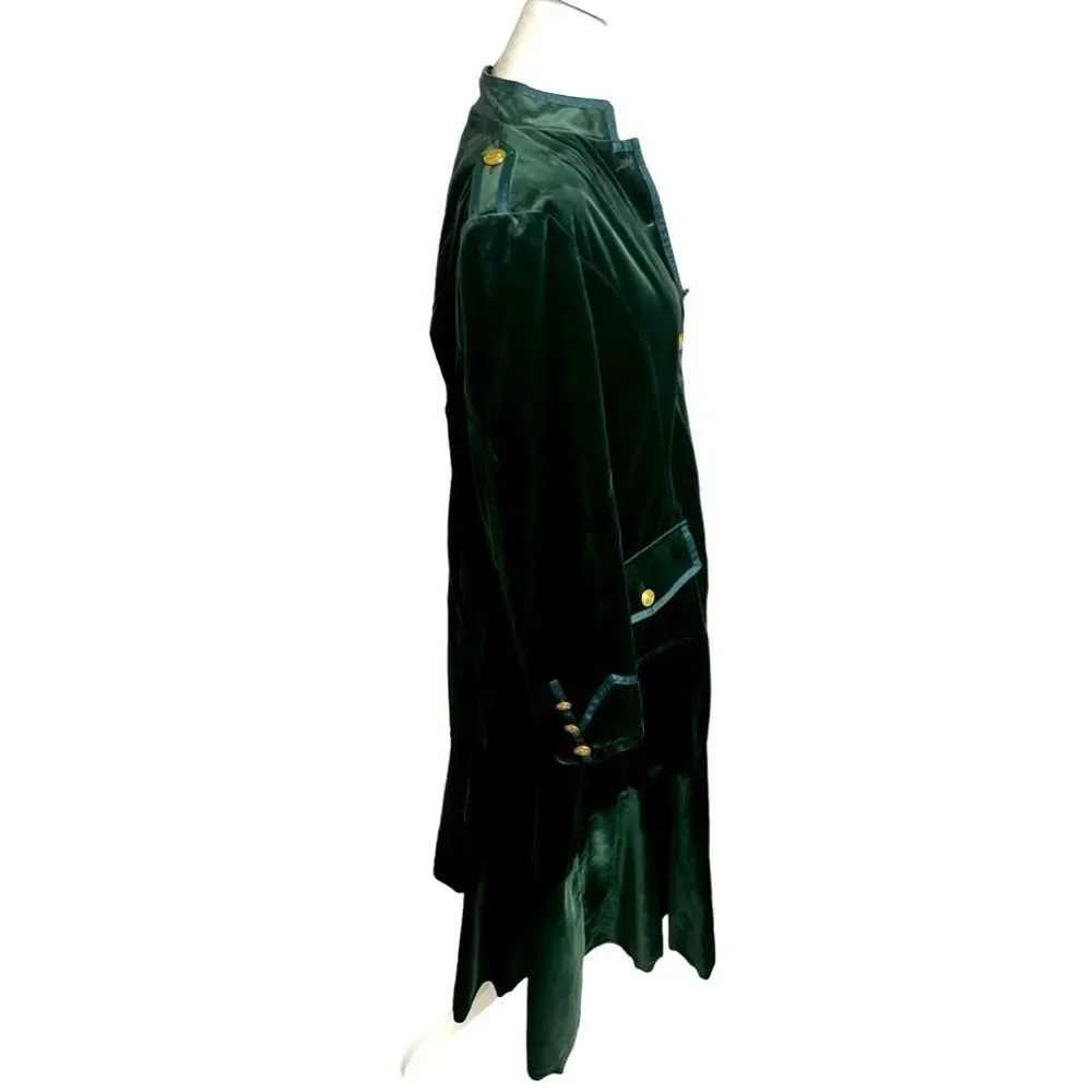 TRISH SCULLY Green velvet jacket or dress nwt 12 large gold buttons fall - Picture 3 of 11